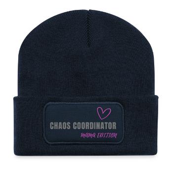 Chaos Coordinator Mama Edition – Lustiges T-Shirt - Recycelte Patch Beanie - French Navy - Vorne