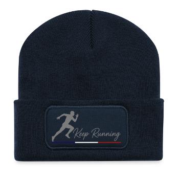 Keep Running Silhouette Sportive Drapeau France V2 - Beanie recyclé à patch - bleu marine - Devant
