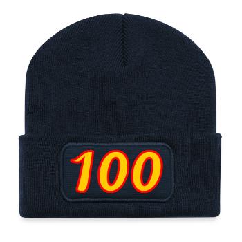 100. 100 ANS. 100e ANNIVERSAIRE. ANNIVERSAIRE 100  - Beanie recyclé à patch - bleu marine - Devant