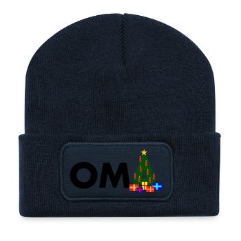 Grand-mère Sapin de Noël - Beanie recyclé à patch - bleu marine - Devant