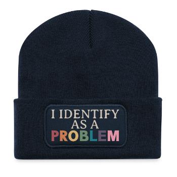 I Identify As A Problem - Sarcastic Funny Quote - Recycled Patch Beanie - french navy - Front