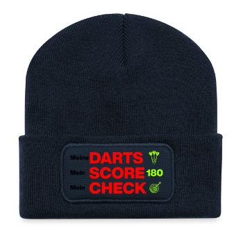 Mes fléchettes, mon score, mon chèque - Beanie recyclé à patch - bleu marine - Devant