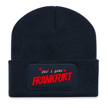 Yes I Love Frankfurt – Pour de vrais fans de Frankfurt - Beanie recyclé à patch - bleu marine - Devant