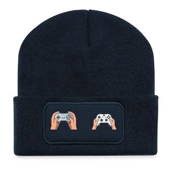 Père & Fille : La Passion du Jeu en Héritage - Beanie recyclé à patch - bleu marine - Devant