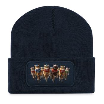 Fahrrad Rennrad Radfahrer Bikesport Mountainbike - Recycelte Patch Beanie - French Navy - Vorne