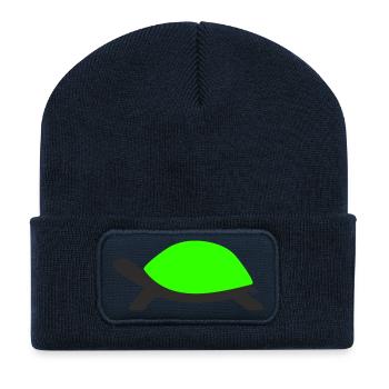 Gezeichnete Schildkröte  - Recycelte Patch Beanie - French Navy - Vorne