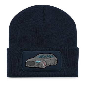 Grau Sportkombi Racing Flair - Recycelte Patch Beanie - French Navy - Vorne
