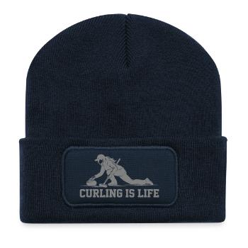 Curling  Is Life Wintersport Fan - Recycelte Patch Beanie - French Navy - Vorne
