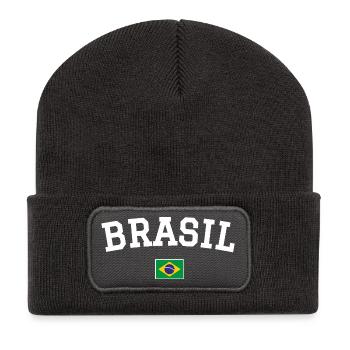 Drapeau du Brésil Dessin blanc - Beanie recyclé à patch - charbon - Devant