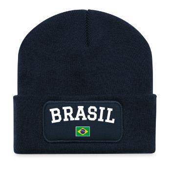 Brazil Flag Design White - Recycled Patch Beanie - french navy - Front