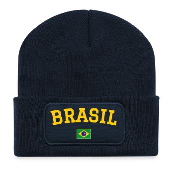 Brasilien Flagge Design Gelb - Recycelte Patch Beanie - French Navy - Vorne