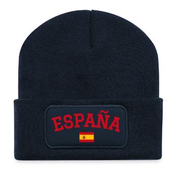 Spanien Flagge Design Rot - Recycelte Patch Beanie - French Navy - Vorne