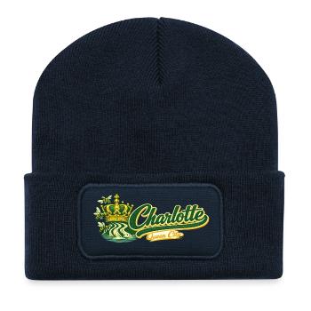 Design rétro vintage de Charlotte Queen City - Beanie recyclé à patch - bleu marine - Devant