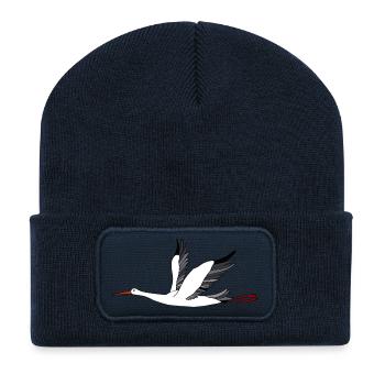Cigogne - Beanie recyclé à patch - bleu marine - Devant