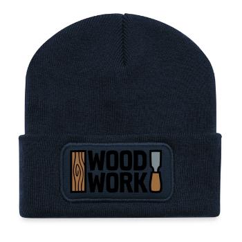 Wood Work Schriftzug Logo - Recycelte Patch Beanie - French Navy - Vorne