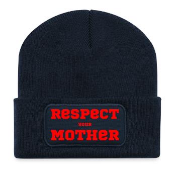 Respect Your Mother – Saying - Recycled Patch Beanie - french navy - Front