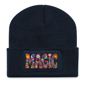 Magischer Psychedelic Schriftzug - Recycelte Patch Beanie - French Navy - Vorne