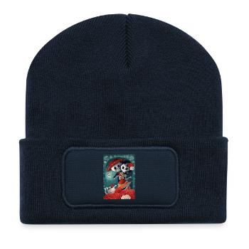 Weiß/Schwarz Dia de Los Muertos Lovers Handy & - Recycelte Patch Beanie - French Navy - Vorne