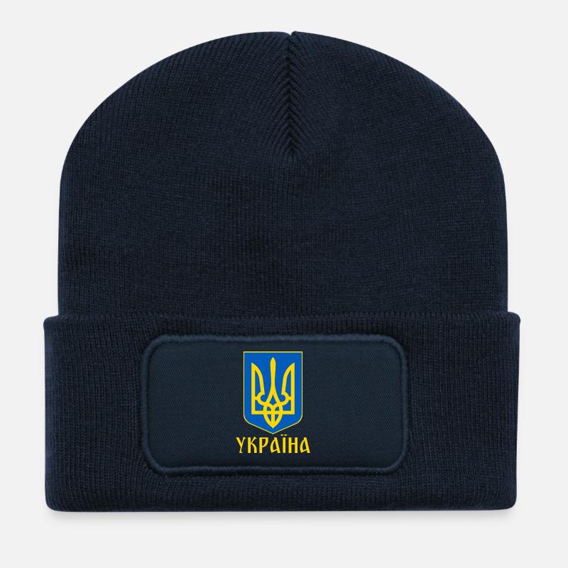 UKRAINE - Recycelte Patch Beanie - French Navy