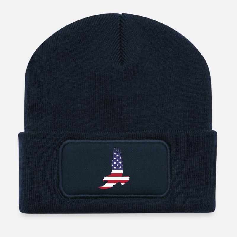 USA America Flagge Stars and Stripes Adler Eagle - Recycelte Patch Beanie - French Navy