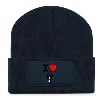 I HEART TRASH TV by RichArt - Recycelte Patch Beanie - French Navy - Vorne