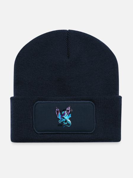 Dragon shirt, Dragon, hand-drawn, ROUGHDESIGN - Recycled Patch Beanie - french navy