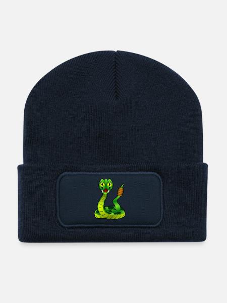 Snake Illustration - Children's motif - Recycled Patch Beanie - french navy