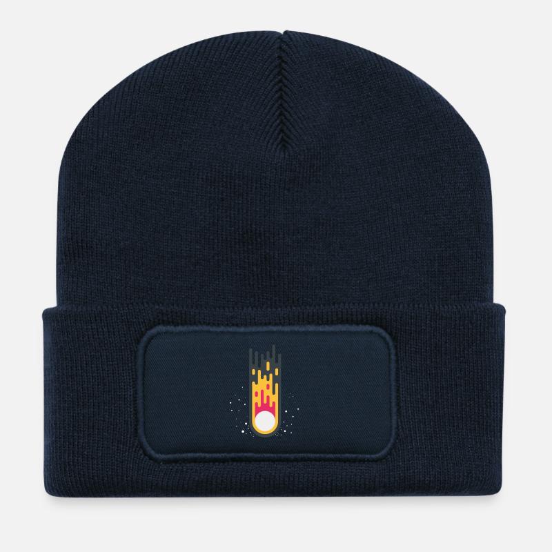Meteor | design plat - Beanie recyclé à patch - bleu marine