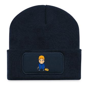 car mechanic mechaniker klempner handwerker - Recycelte Patch Beanie - French Navy - Vorne