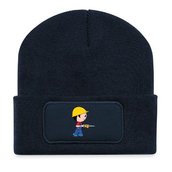construction worker construction worker road construction tierfb - Recycled Patch Beanie - french navy - Front