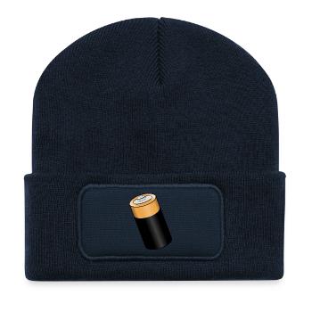 Batterie. Geschenkidee - Recycelte Patch Beanie - French Navy - Vorne