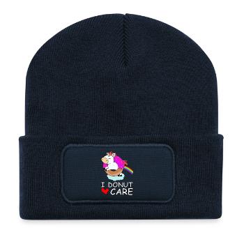Je Donut soin arc licorne joli coeur doux - Beanie recyclé à patch - bleu marine - Devant