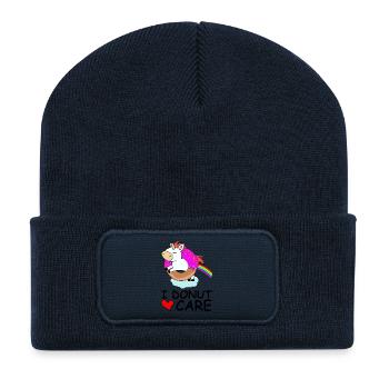Je Donut soin arc licorne joli coeur doux - Beanie recyclé à patch - bleu marine - Devant