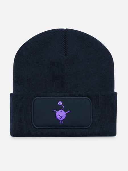 Monster purple with one eye - Recycled Patch Beanie - french navy