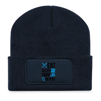 Essen Sie Schlaf schwimmen - Recycelte Patch Beanie - French Navy - Vorne