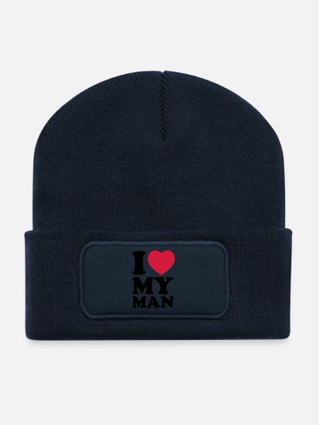 I love my man - Recycelte Patch Beanie - French Navy