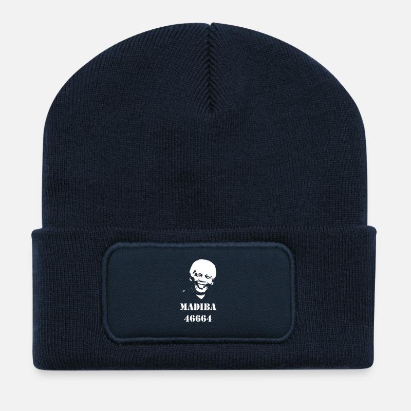 nelson mandela madiba - Beanie recyclé à patch - bleu marine