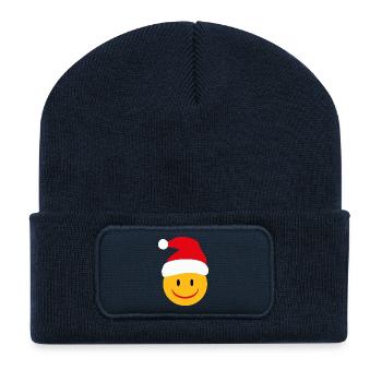 Noël - Beanie recyclé à patch - bleu marine - Devant