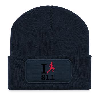 I Run 21.1 KM (Half Marathon Distance) - Recycelte Patch Beanie - French Navy - Vorne