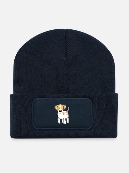 Lustiger Jack Russell Hund Comic - Recycelte Patch Beanie - French Navy