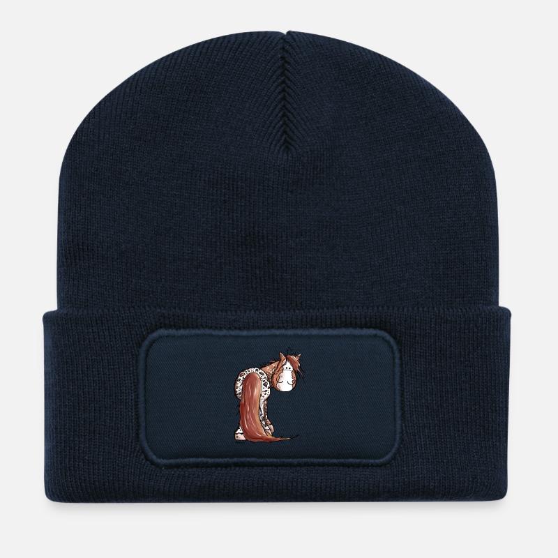 Mignon Appaloosa Cheval - Beanie recyclé à patch - bleu marine