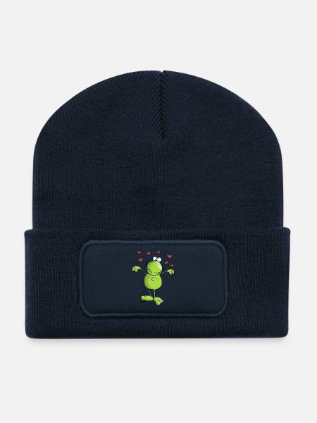 Grenouille Dans L'amour - Beanie recyclé à patch - bleu marine