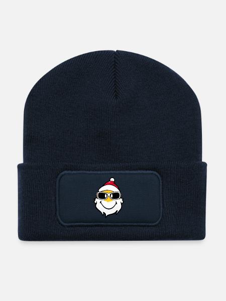 Smiley Santa Claus with Sunglasses - Recycelte Patch Beanie - French Navy