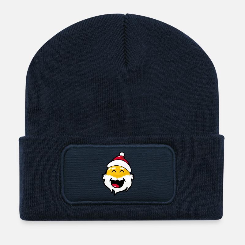Smiley Santa Claus Laughing - Recycelte Patch Beanie - French Navy