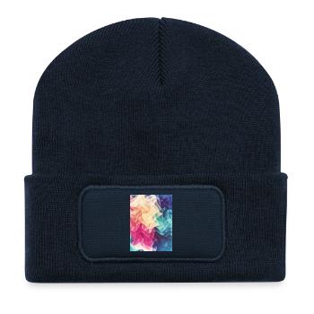 Abstract low poly color pattern design (spectrum) - Recycled Patch Beanie - french navy - Front