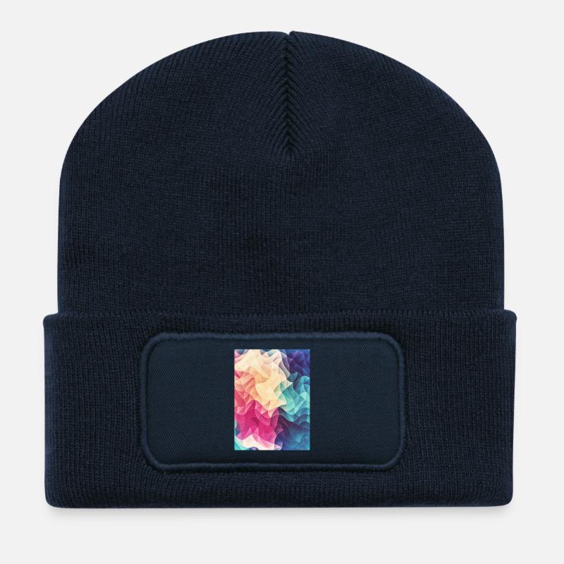 Abstract low poly color pattern design (spectrum) - Beanie recyclé à patch - bleu marine