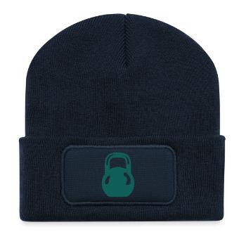 poids musculation haltere fitness 2205 - Beanie recyclé à patch - bleu marine - Devant