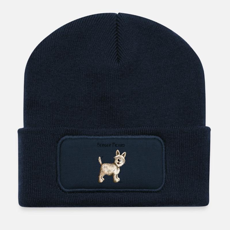 Happy Berger Picard - Hund - Dog - Comic - Recycelte Patch Beanie - French Navy