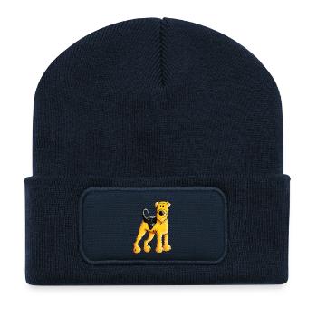 Happy Airedale Terrier - Comic - Hund - Dog - Fun - Recycelte Patch Beanie - French Navy - Vorne