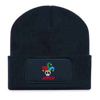 Joker und Schädel - Recycelte Patch Beanie - French Navy - Vorne